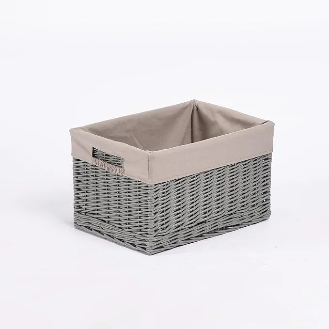 Grey Wicker Storage Basket with Lining