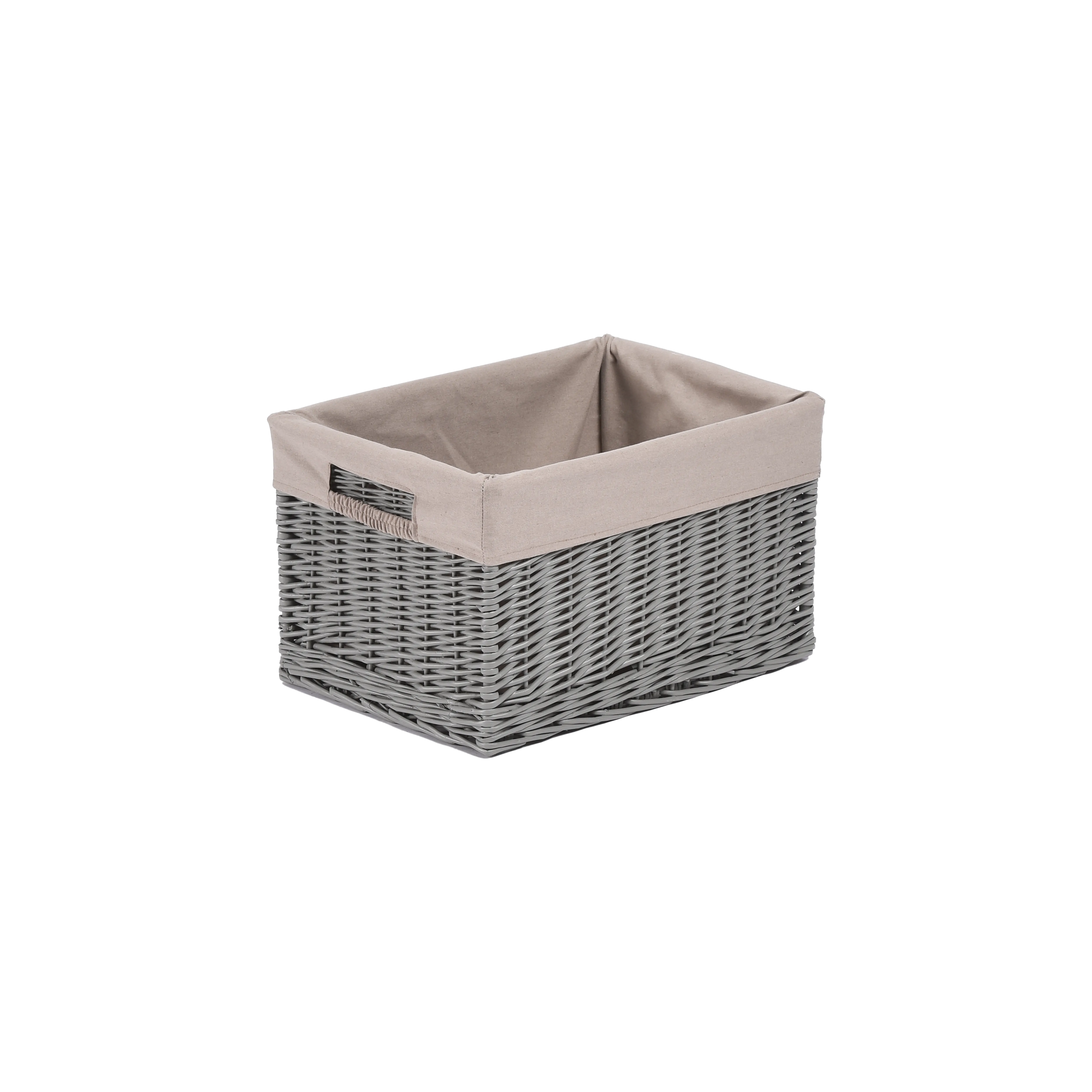 Grey Wicker Storage Basket with Lining