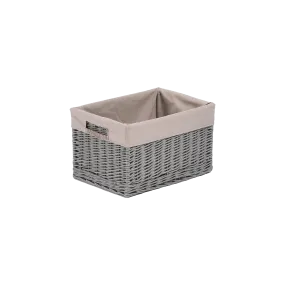 Grey Wicker Storage Basket with Lining