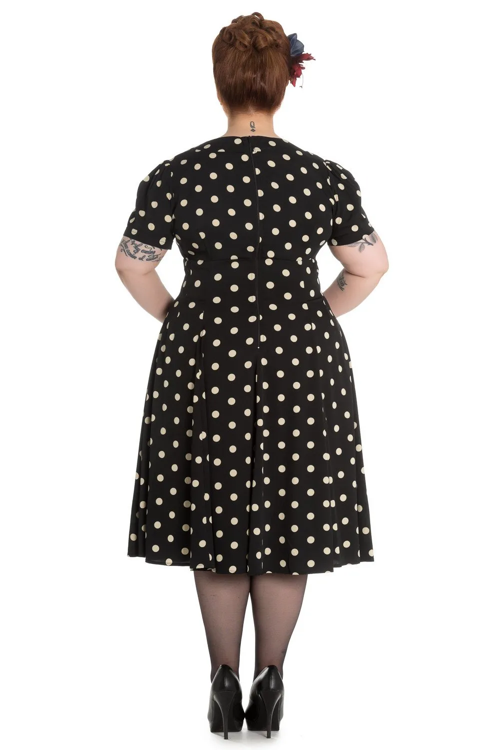 Hell Bunny 50's Retro Vintage Sweet Office Lady Black Mod Polka Dot Dress