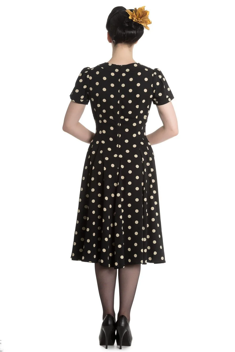 Hell Bunny 50's Retro Vintage Sweet Office Lady Black Mod Polka Dot Dress