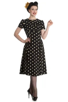 Hell Bunny 50's Retro Vintage Sweet Office Lady Black Mod Polka Dot Dress
