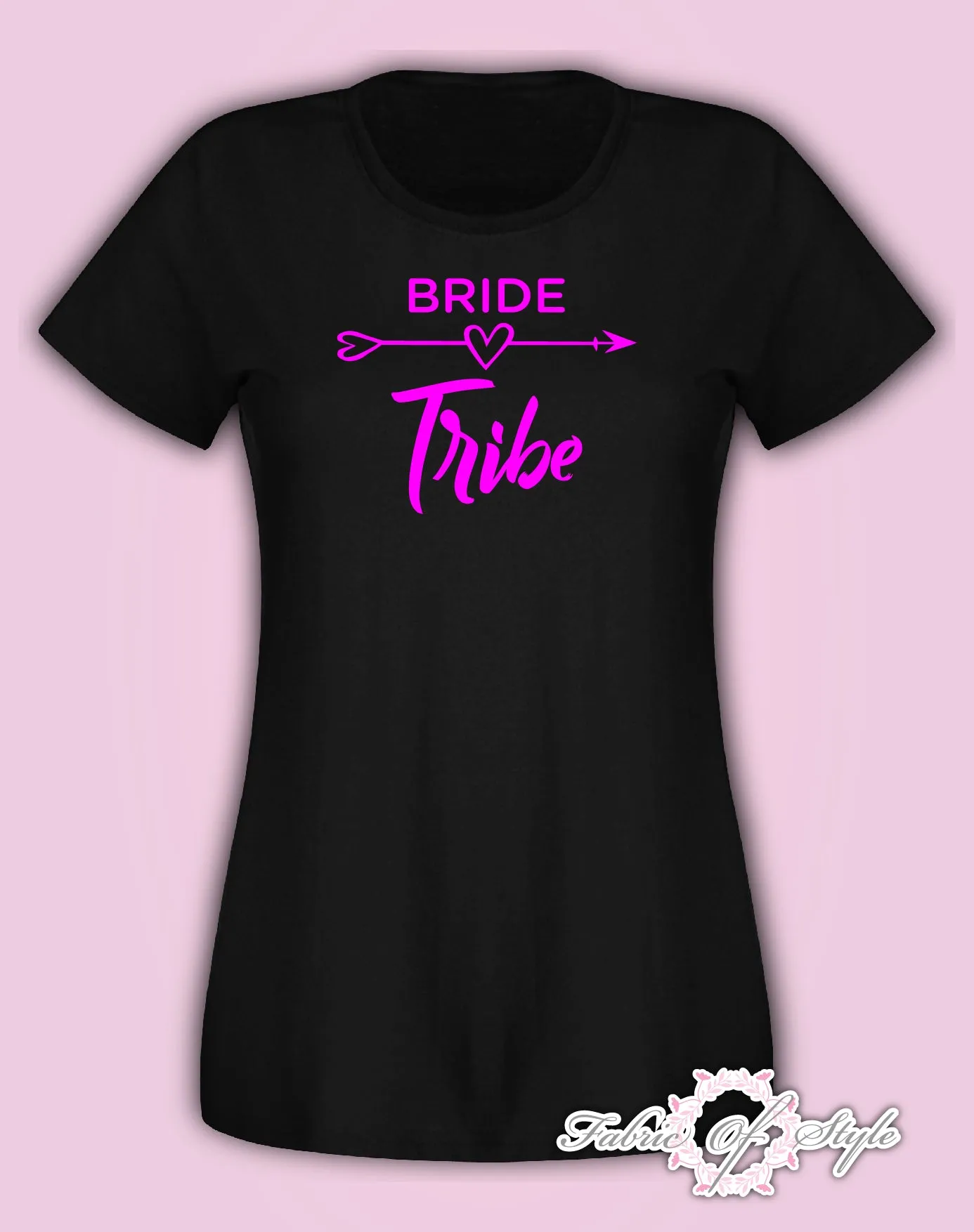 Hen Do Party Bride Tribe  T-shirt Ladies Female Pink Lettering