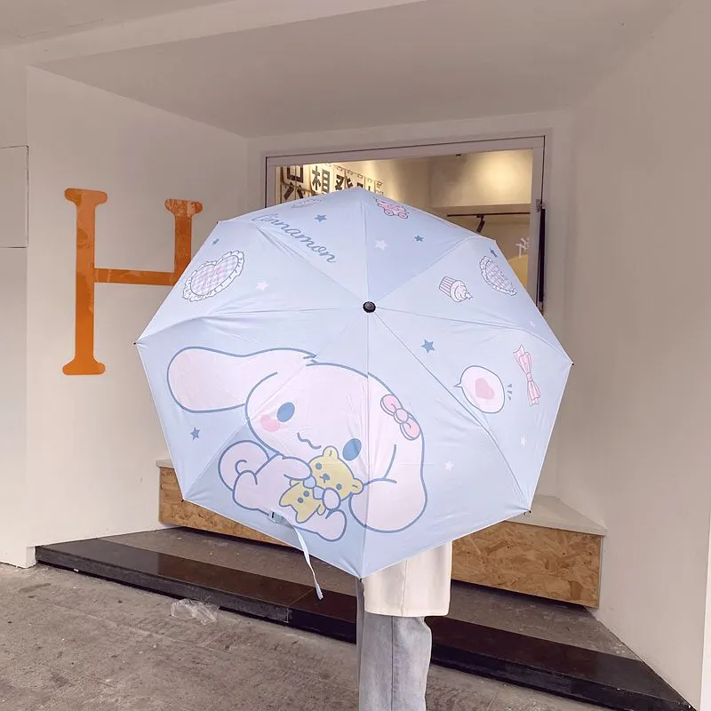 Kawaii Sanrio Kuromi Three-Fold Sun Umbrella