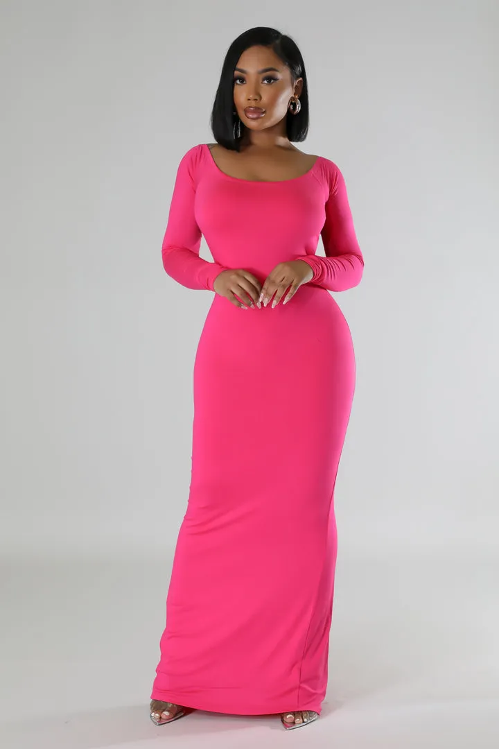 Long Sleeve Open Back Maxi Dress