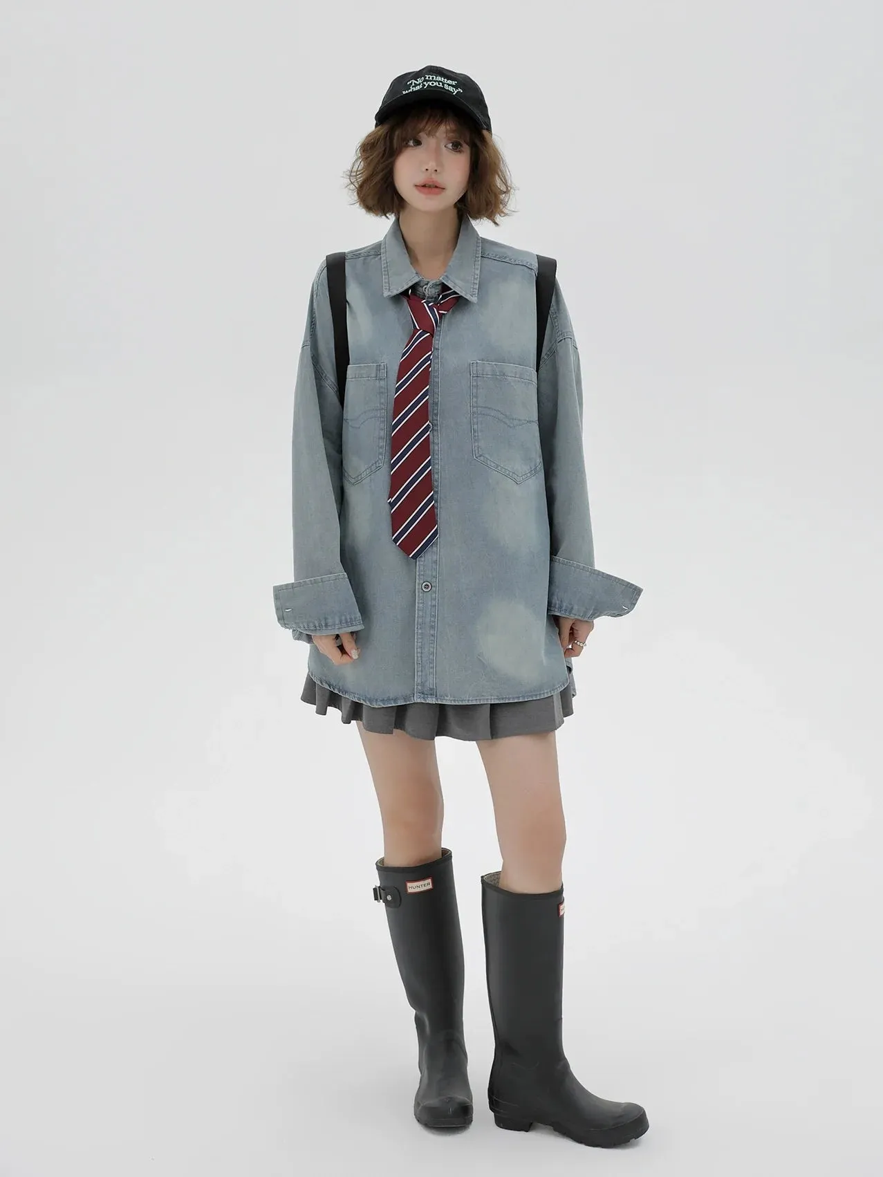 Loose Tie Denim Retro Jacket   Shirt American