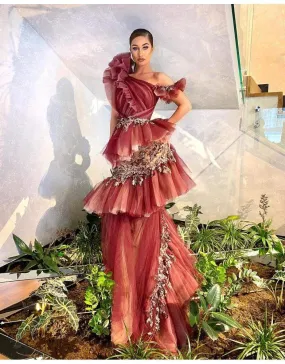 Luxury Evening Gown Dark Orange
