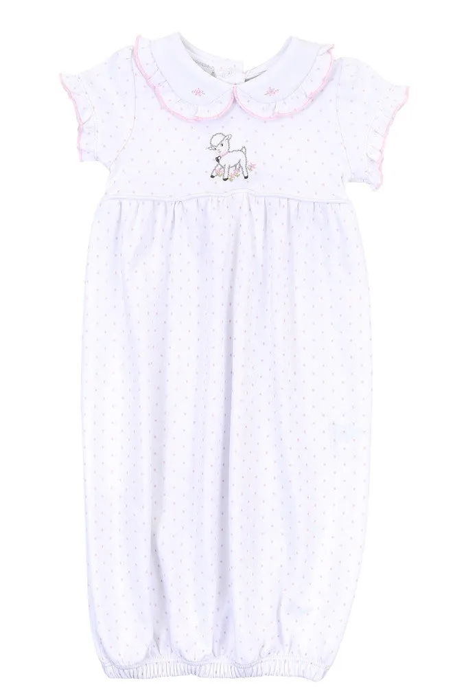 Magnolia Baby Girls Precious Lamb Gathered Gown
