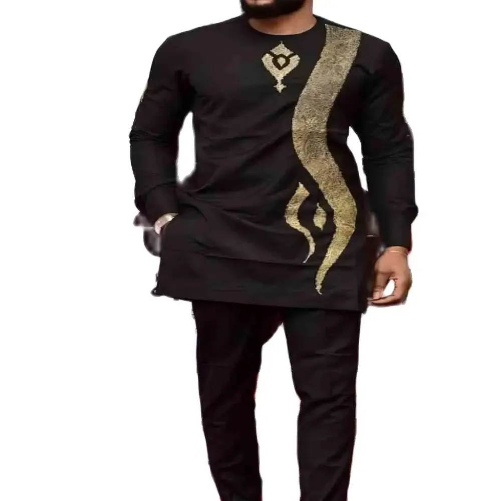 Men's Printed Top And Trousers Suit Wedding Dress Slim Suit