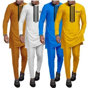 Men's Printed Top And Trousers Suit Wedding Dress Slim Suit