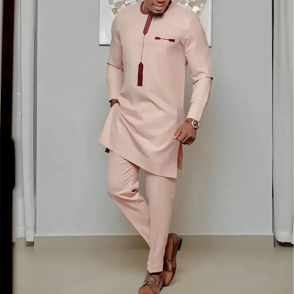 Men's Printed Top And Trousers Suit Wedding Dress Slim Suit