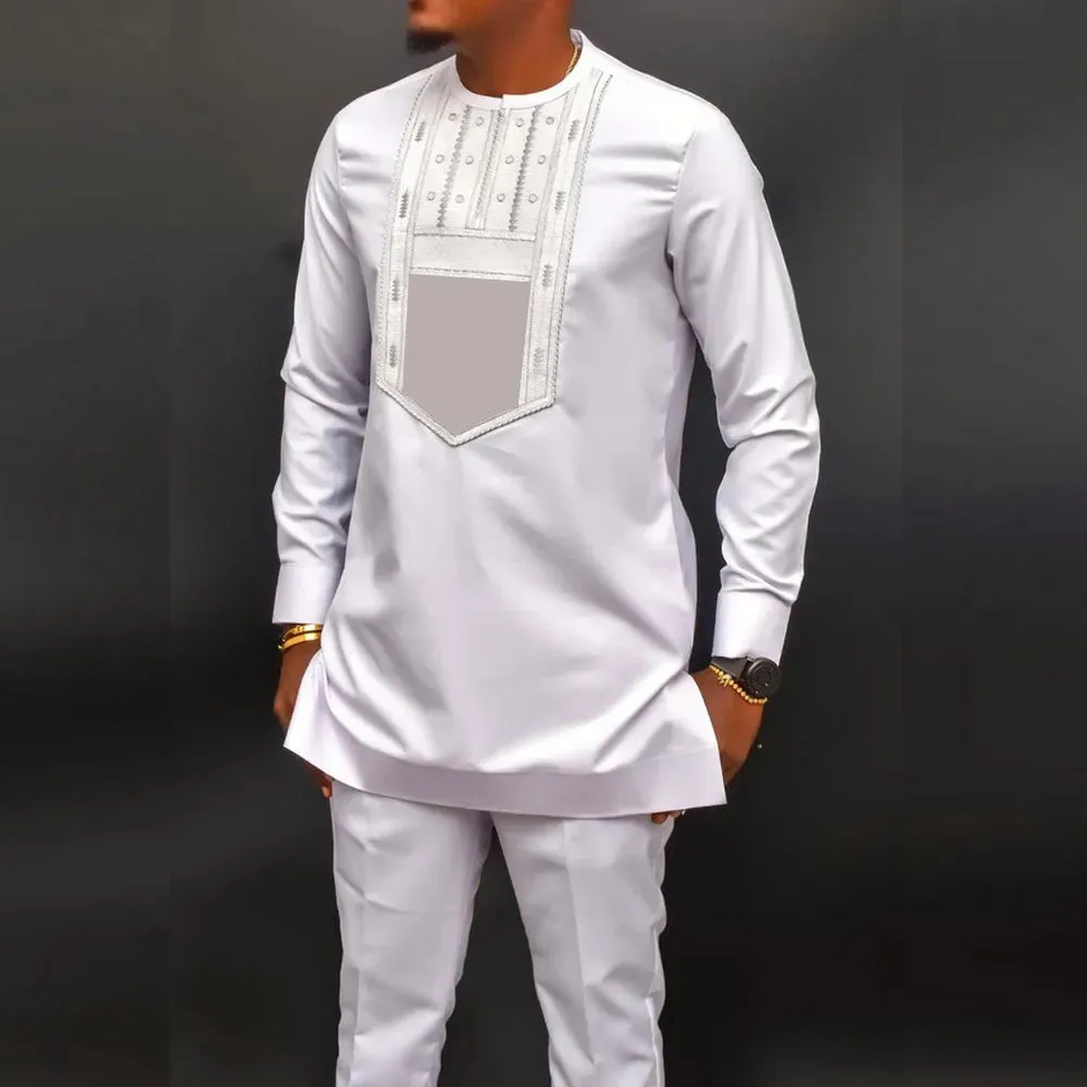 Men's Printed Top And Trousers Suit Wedding Dress Slim Suit