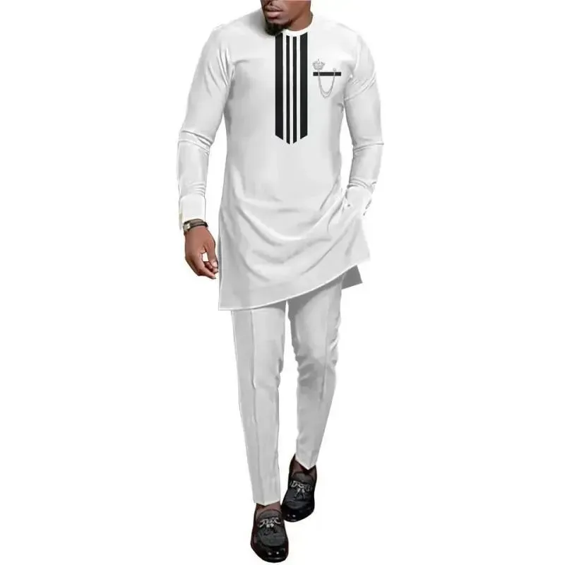 Men's Printed Top And Trousers Suit Wedding Dress Slim Suit