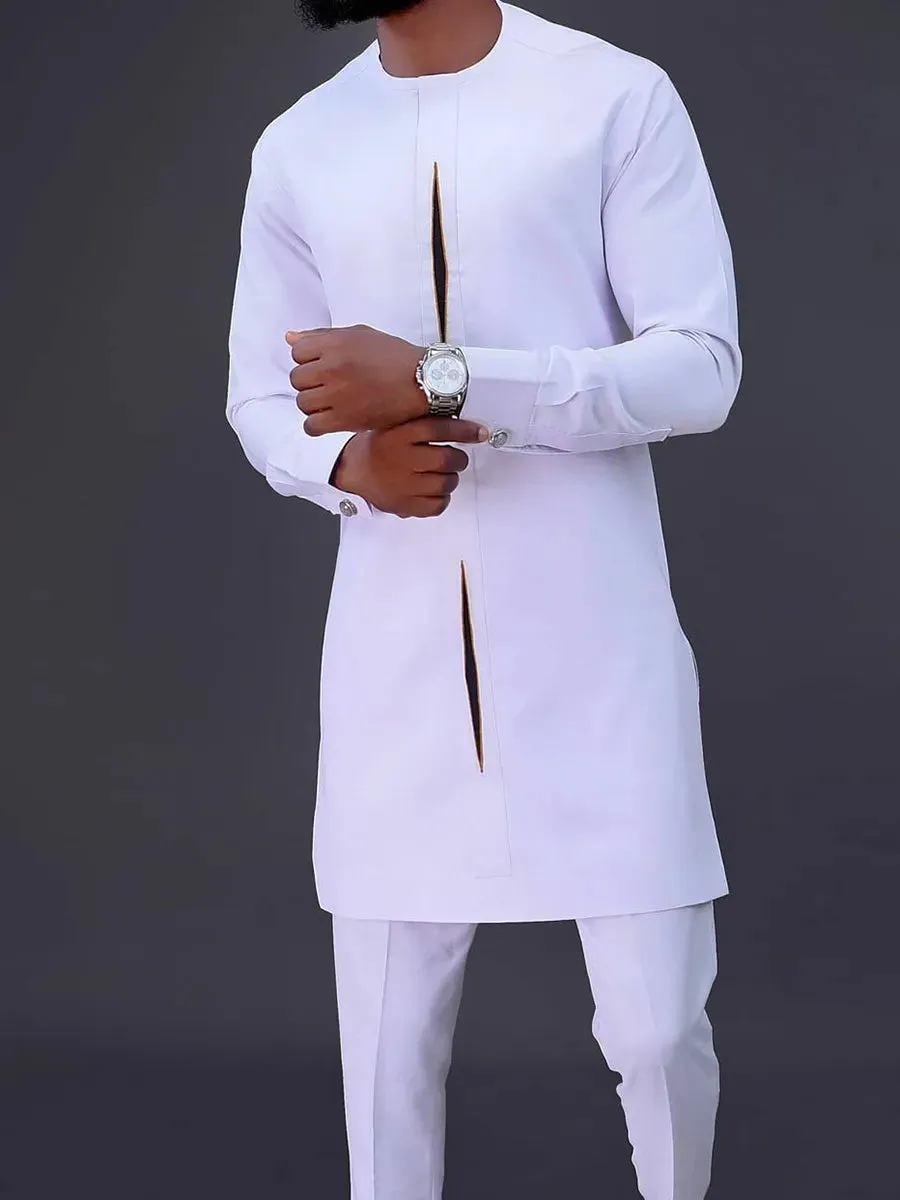 Men's Printed Top And Trousers Suit Wedding Dress Slim Suit