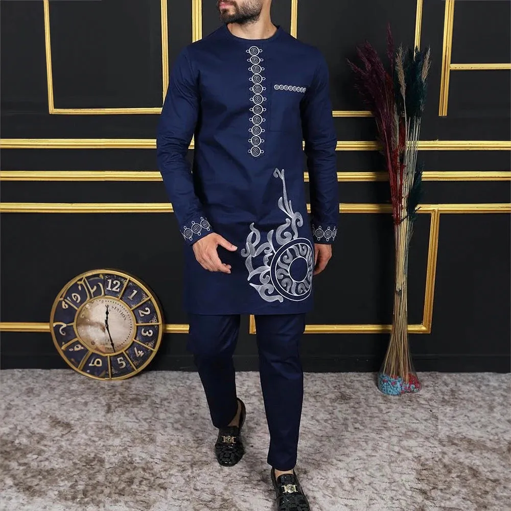 Men's Printed Top And Trousers Suit Wedding Dress Slim Suit