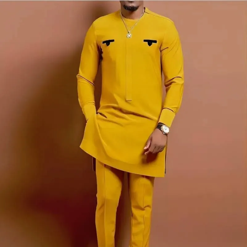 Men's Printed Top And Trousers Suit Wedding Dress Slim Suit