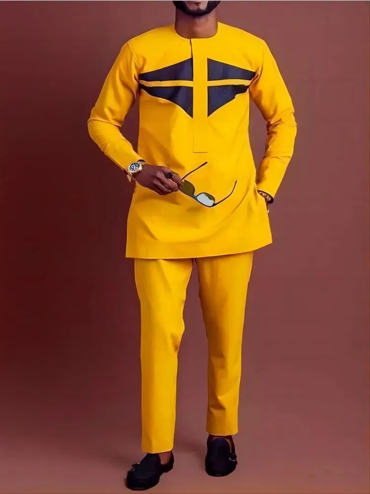 Men's Printed Top And Trousers Suit Wedding Dress Slim Suit
