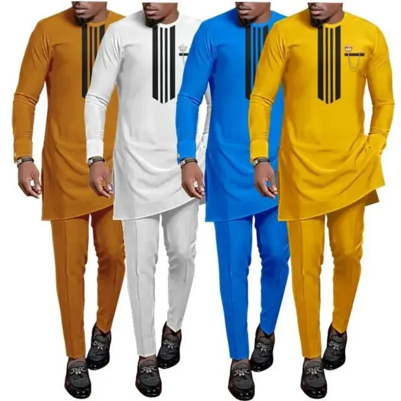Men's Printed Top And Trousers Suit Wedding Dress Slim Suit