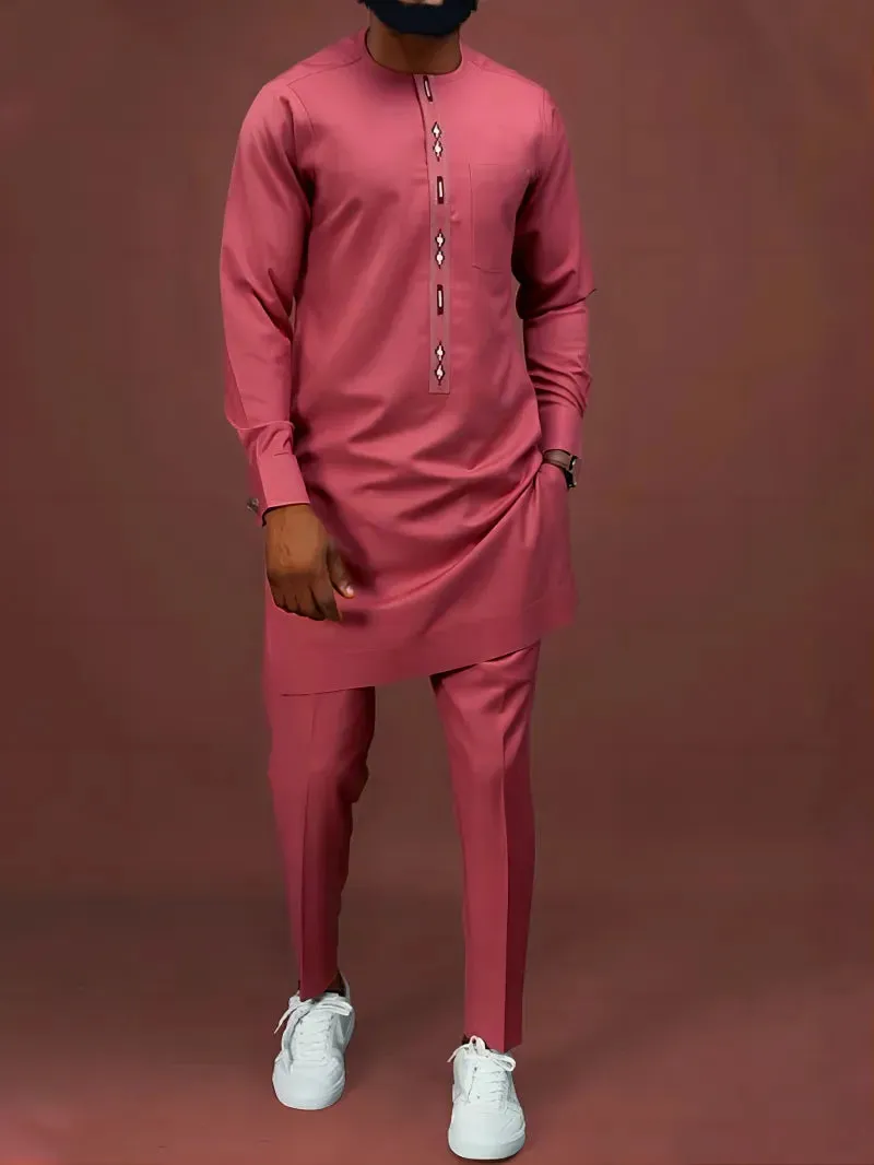 Men's Printed Top And Trousers Suit Wedding Dress Slim Suit