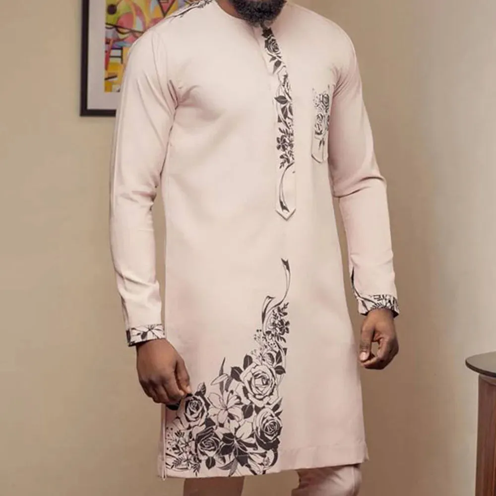 Men's Printed Top And Trousers Suit Wedding Dress Slim Suit