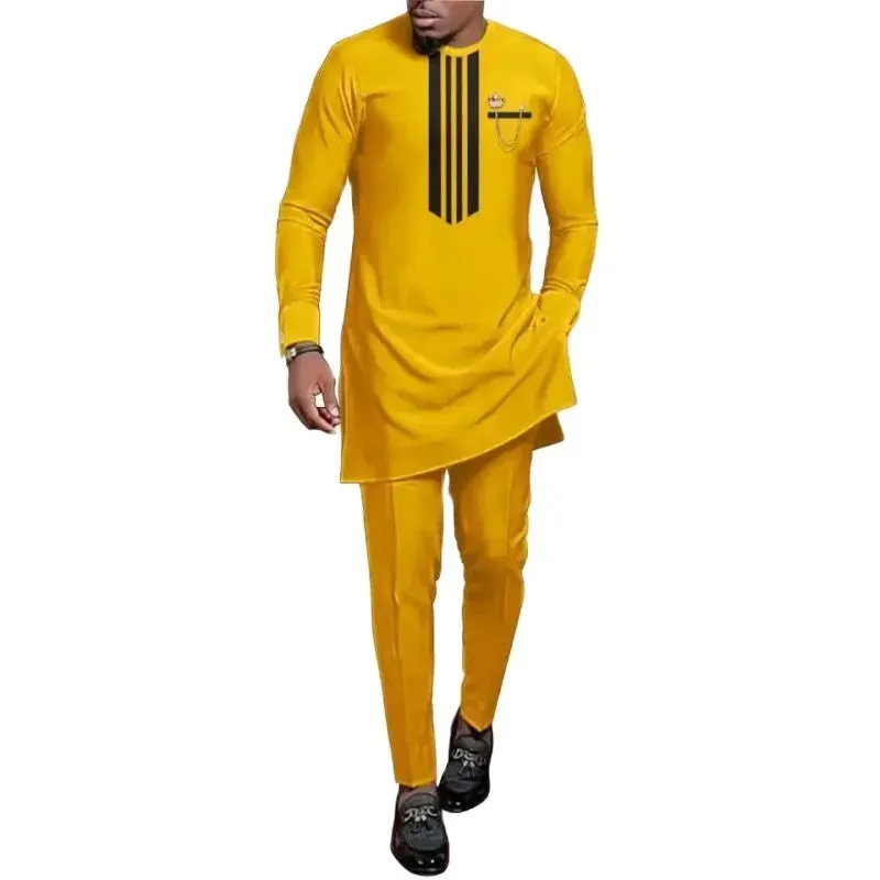 Men's Printed Top And Trousers Suit Wedding Dress Slim Suit