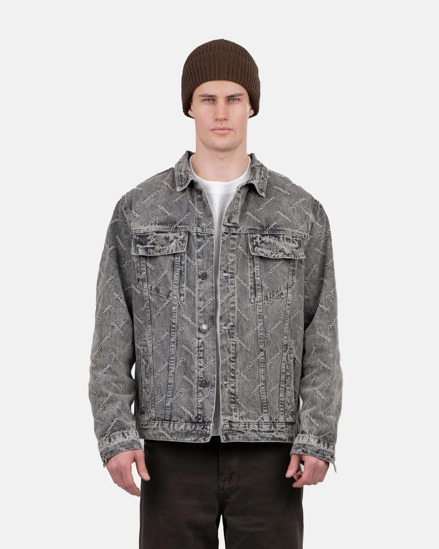 Monogram Denim Jacket Washed Grey
