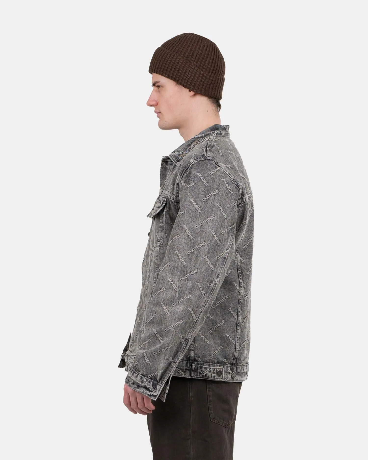 Monogram Denim Jacket Washed Grey
