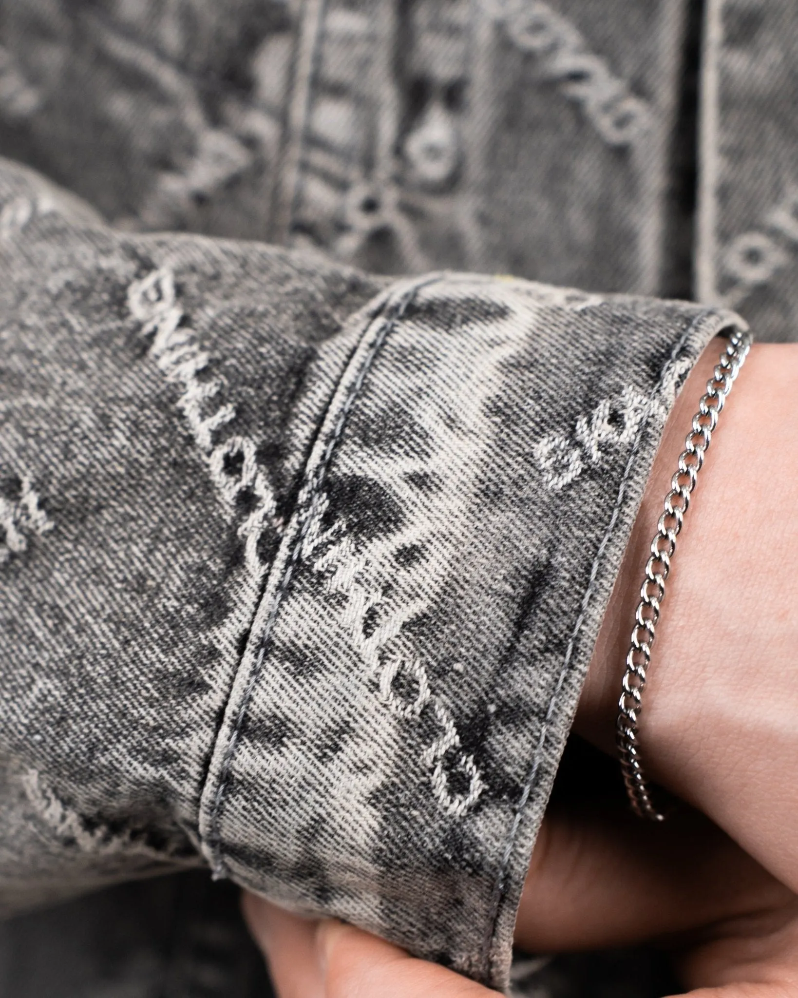 Monogram Denim Jacket Washed Grey