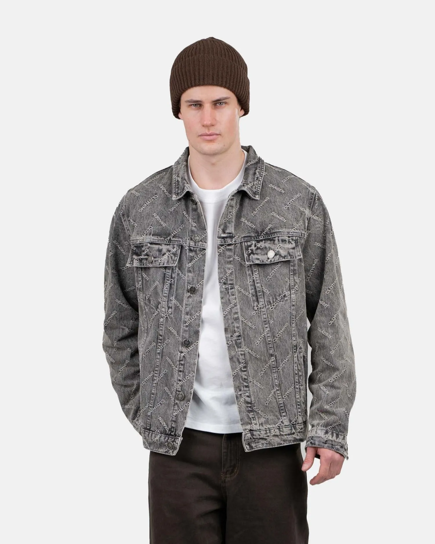 Monogram Denim Jacket Washed Grey