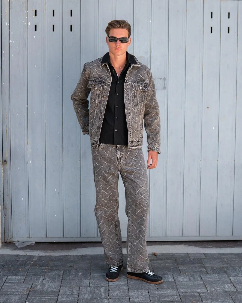 Monogram Denim Jacket Washed Grey