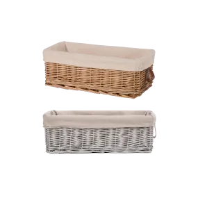 Narrow Wicker Storage Basket with Lining