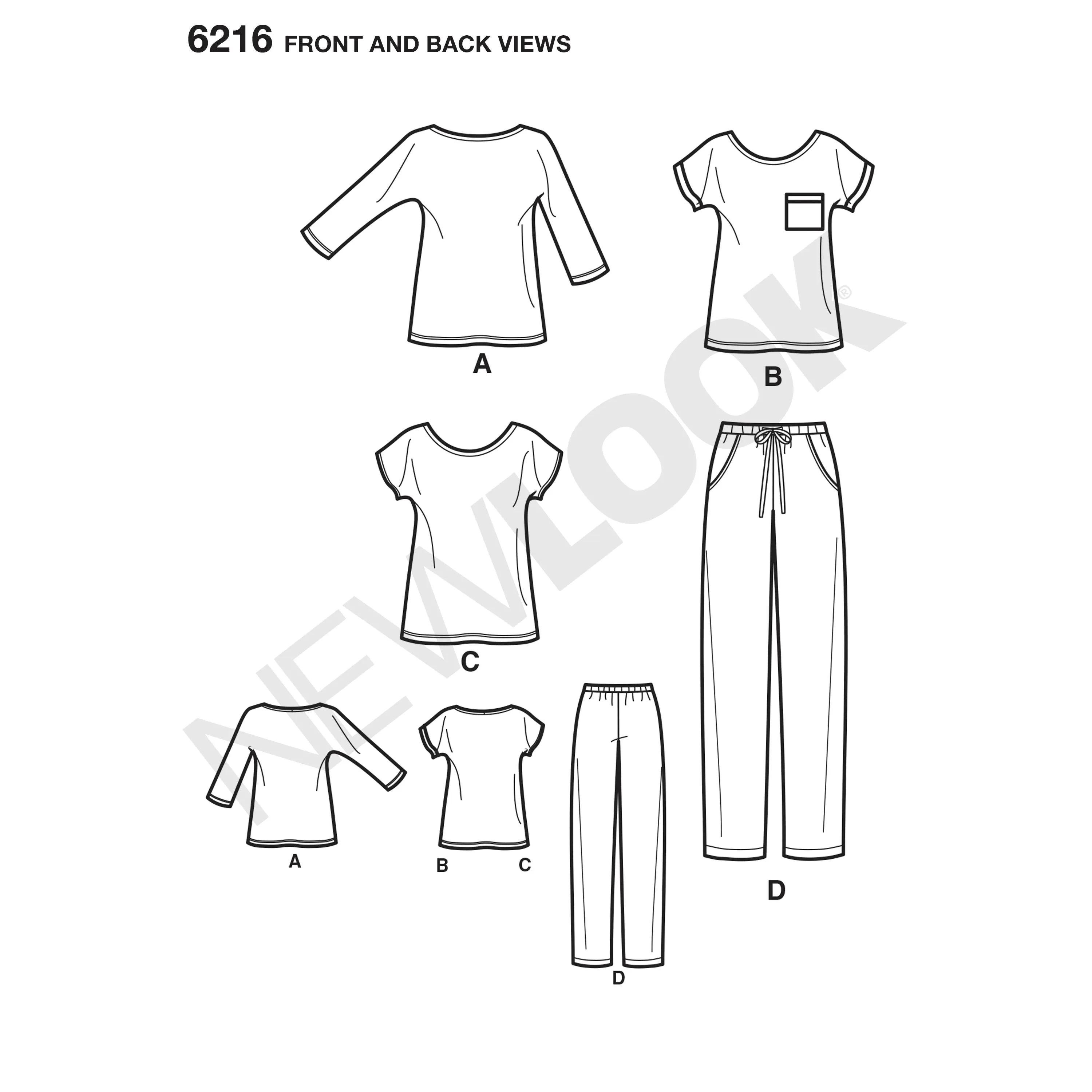 New Look Sewing Pattern 6216 - Misses' Knit Tops and Pants