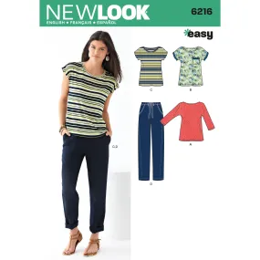 New Look Sewing Pattern 6216 - Misses' Knit Tops and Pants