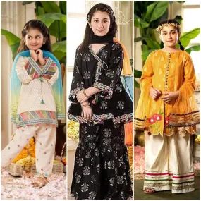 Pack of 3 FCC(1007) Printed Embroidered kids Wear