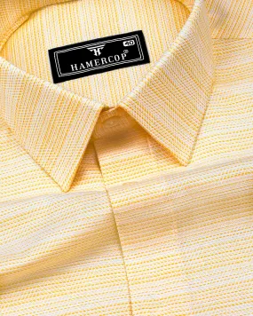 Peprica Yellow With White Daimond Texture Premium Giza Shirt