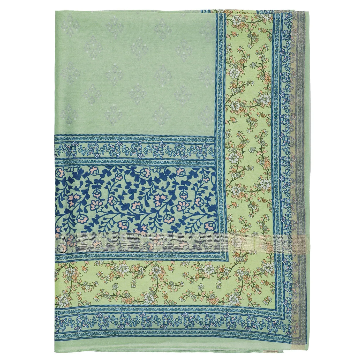 Plain Blue Woven Cotton Silk Unstitched Suit Co-ords Set