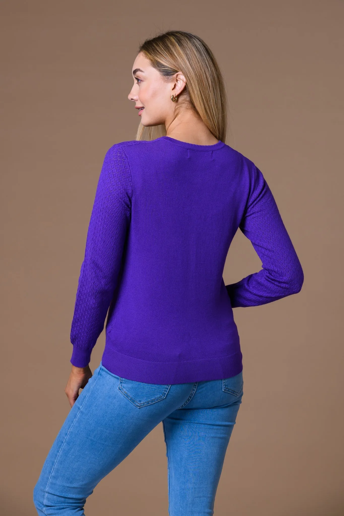 Pointelle Diamante Button Cardigan