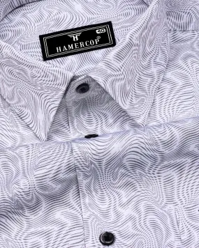Ripple Gray With White Optical Printed Cotton Shirt