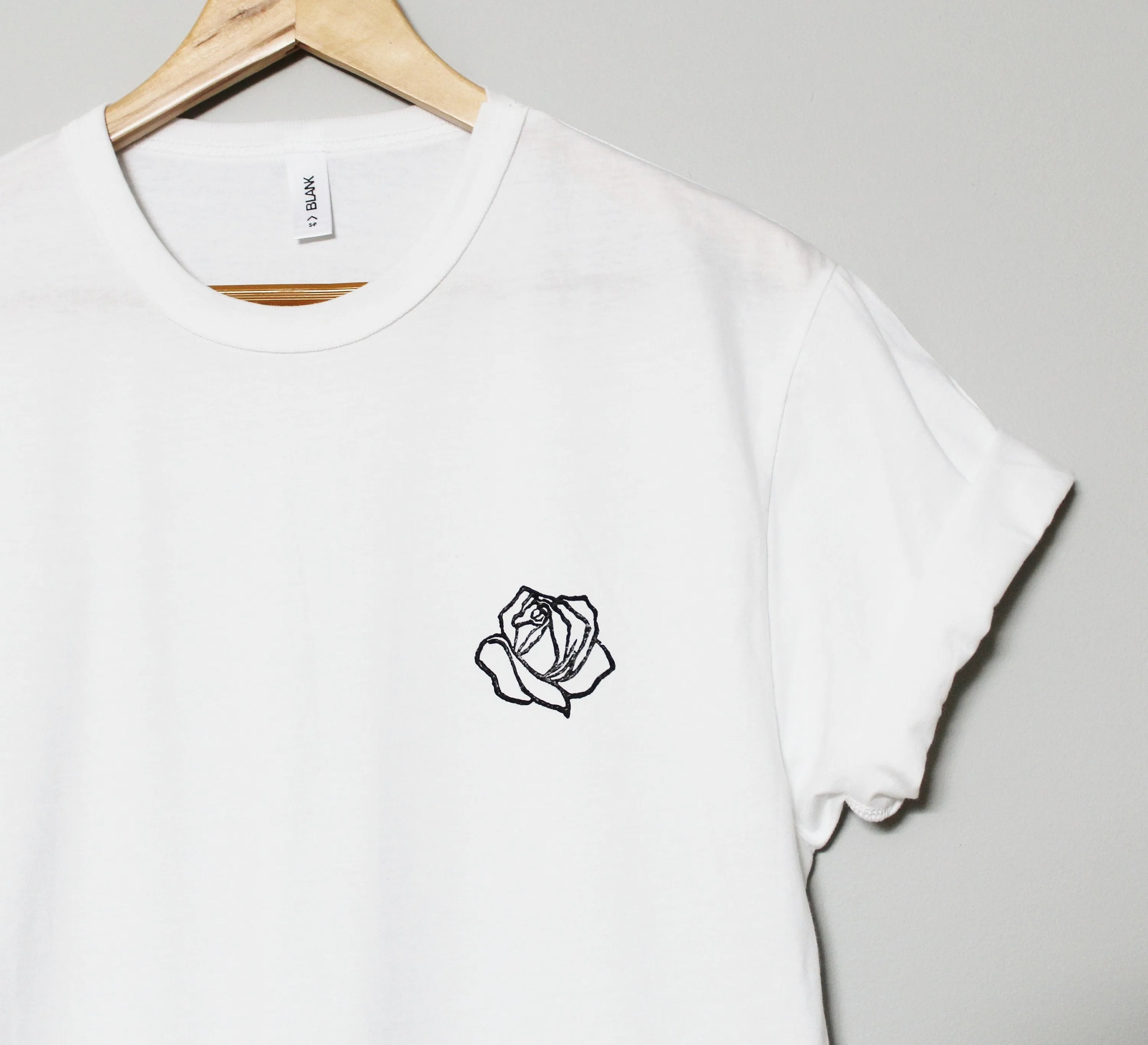 Rose t-shirt, UNISEX hand printed flower shirt, minimalist floral block print, hand stamped botanical lino tee, ethical fashion