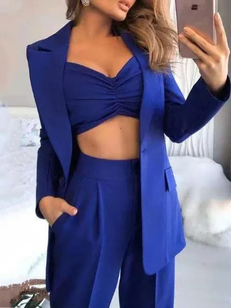 Sets Long Sleeve Small Suit Loose Solid Three-Piece Suit for Women