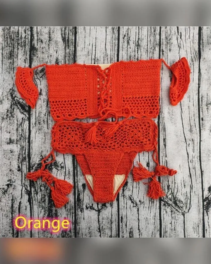 Solid Short Strap Cold Shoulder Bra With Panties Bikini Sets