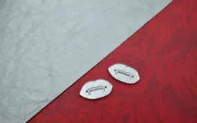 VAMPIRE FANG LIPS Silver Mirror White Teeth 1 Pair Flat Back Cabochons in Laser Cut Acrylic