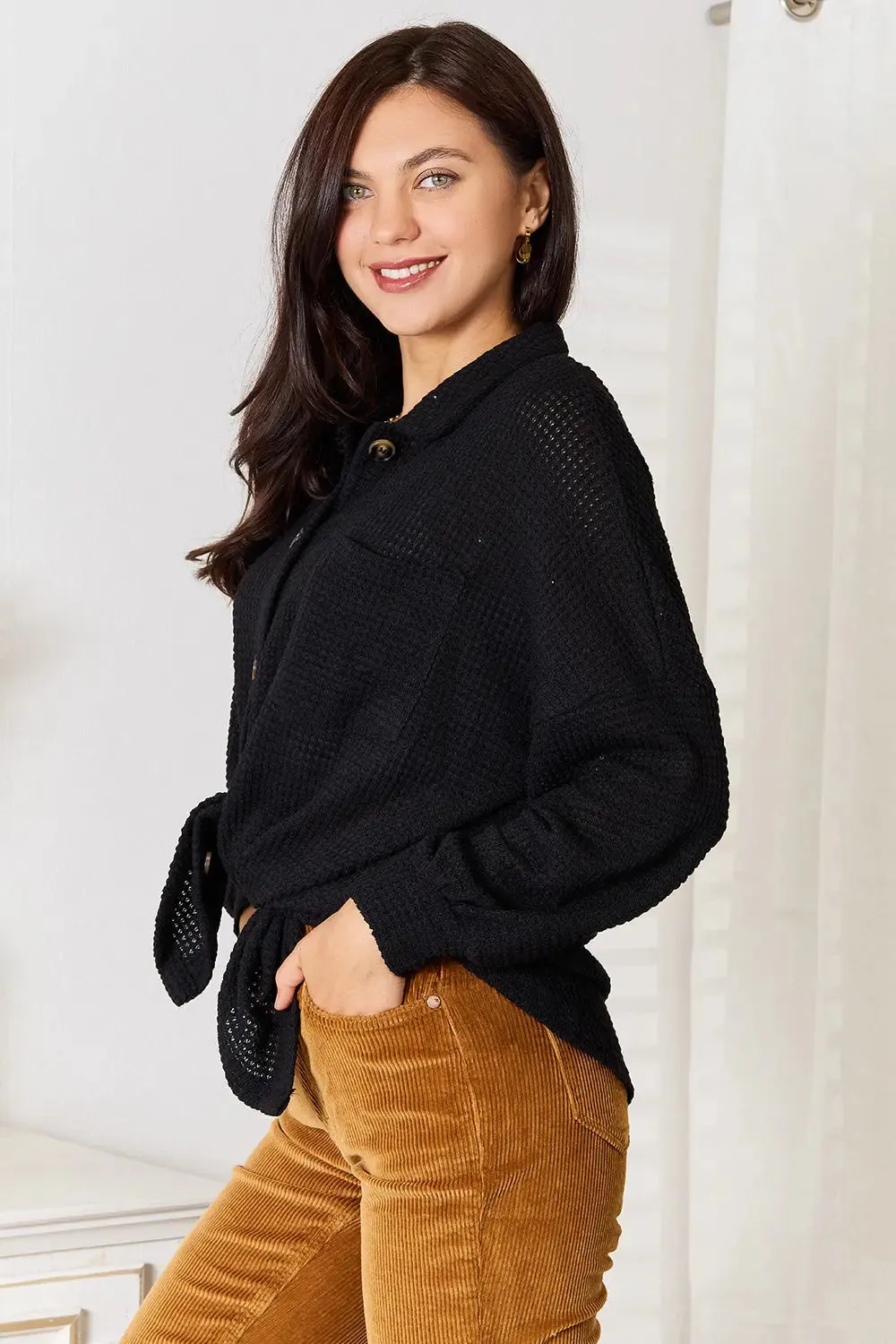 Women's-Knit-Shirt-waffle knit
