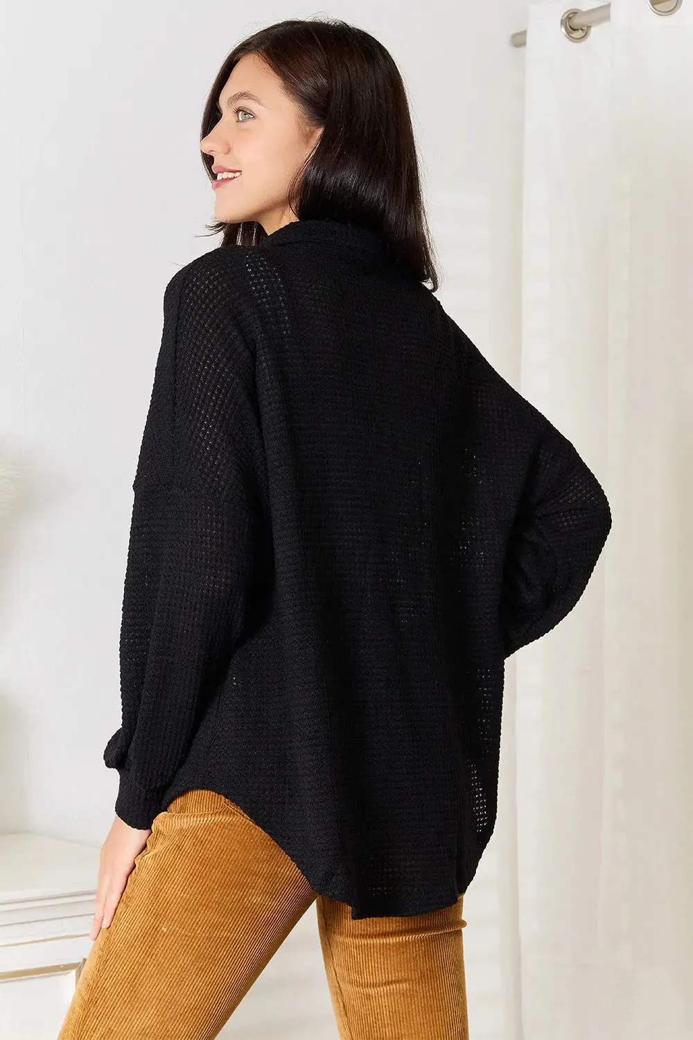 Women's-Knit-Shirt-waffle knit