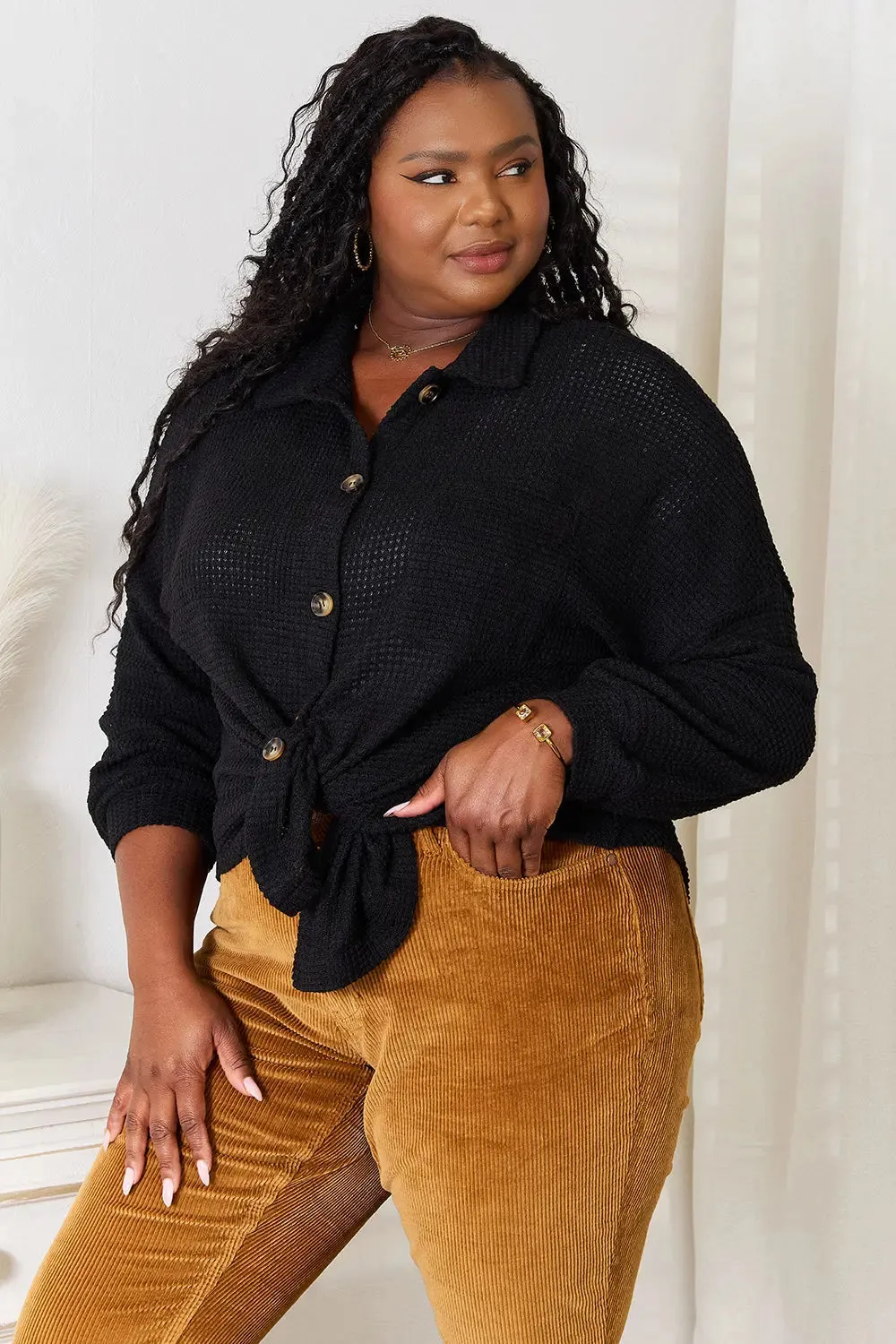 Women's-Knit-Shirt-waffle knit